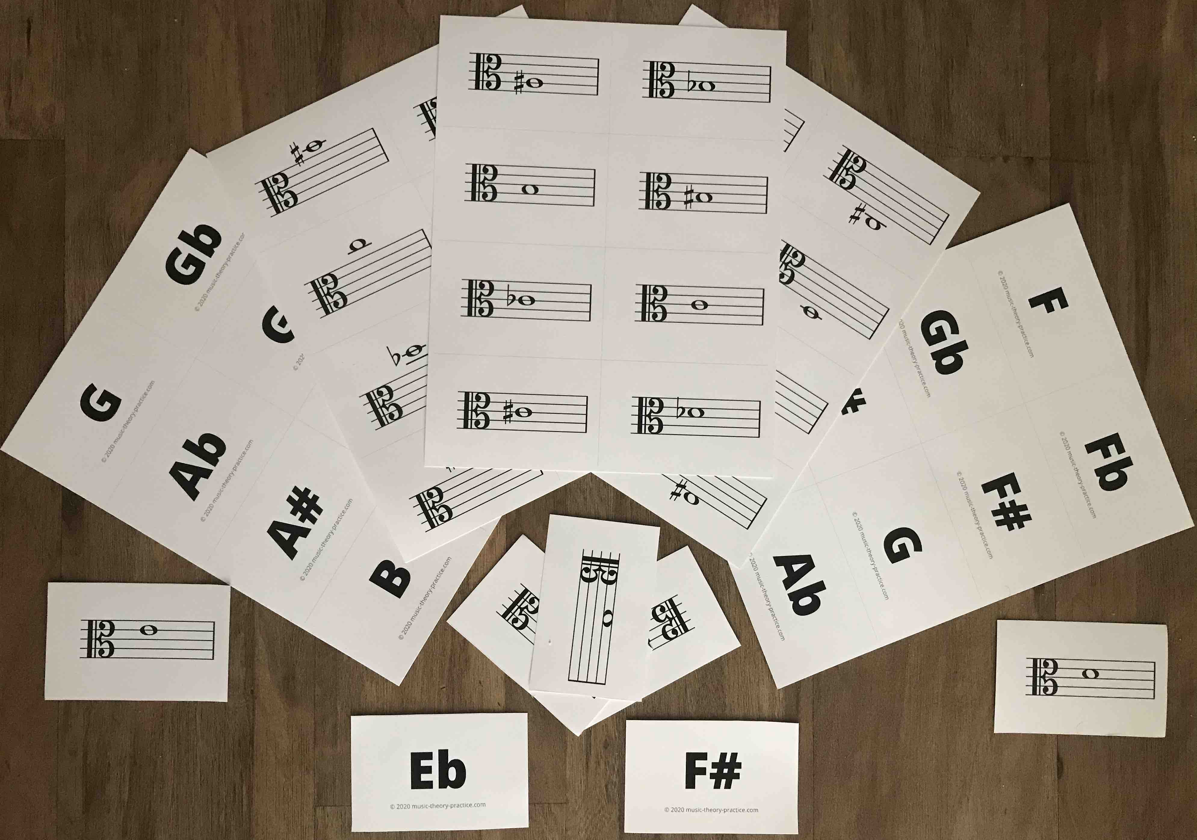 Alto Clef Flashcards — printable PDF preview