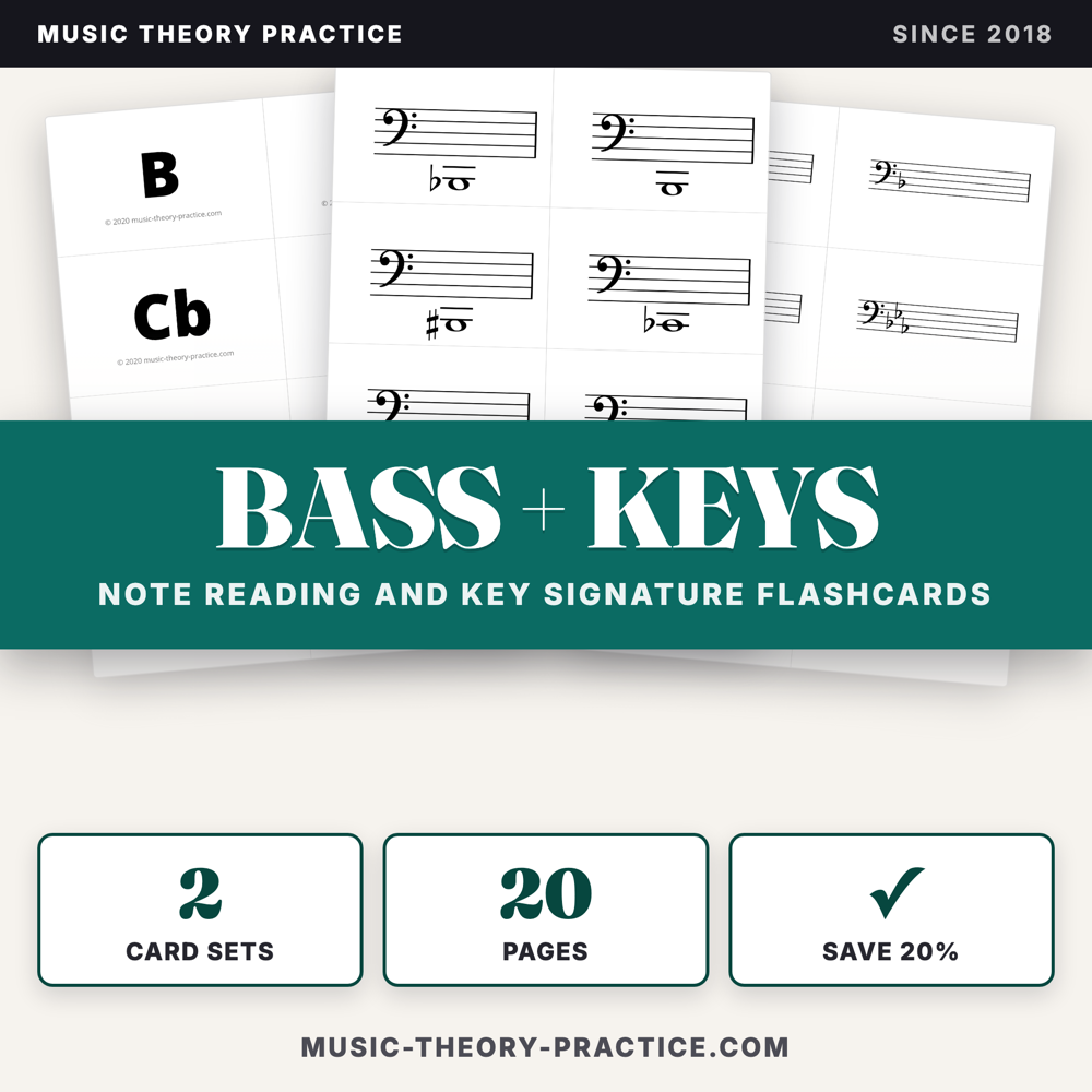 Bass Clef + Key Signature Flashcards — cover