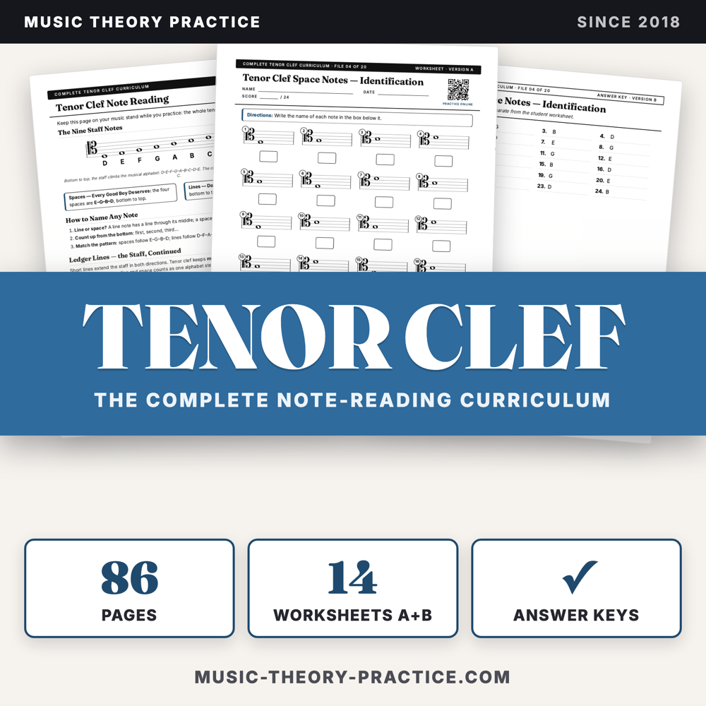 Complete Tenor Clef Curriculum — printable PDF preview